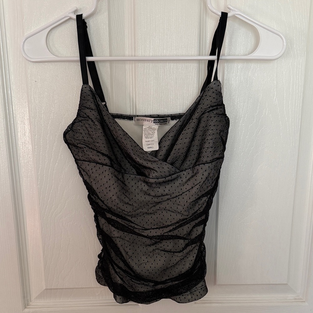Necessary Objects Black and White Mesh Top
